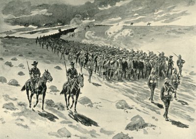 Na Paardeberg: Boerengevangenen op mars, 1901 door Unbekannt