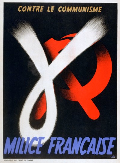 Tegen Communisme, poster voor de Franse Milice, 1943-1944 door Unbekannt