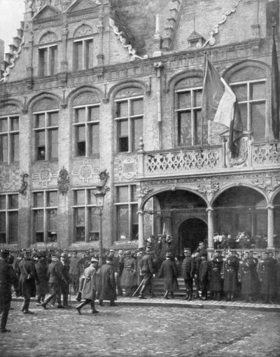 Albert I van België en de Franse president Poincaré ontmoeten elkaar in Veurne, België, 1 november 1914 door Unbekannt