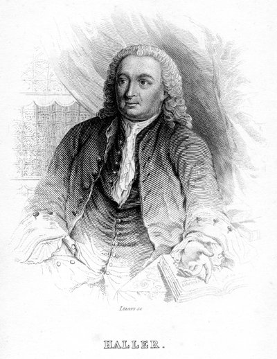 Albrecht von Haller, 18e-eeuwse Zwitserse arts en wetenschapper, ca. 1840 door Unbekannt