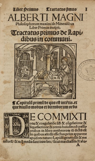 Alchemie & Vroege Chemie Titelpagina van een middeleeuws Duits werk over mineralogie en alchemie door Unbekannt