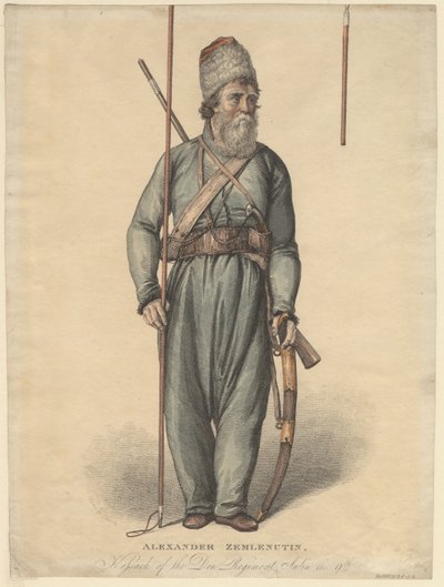 Alexander Zemlyanukhin, Kozak van het Don Regiment, ca. 1813 door Unbekannt