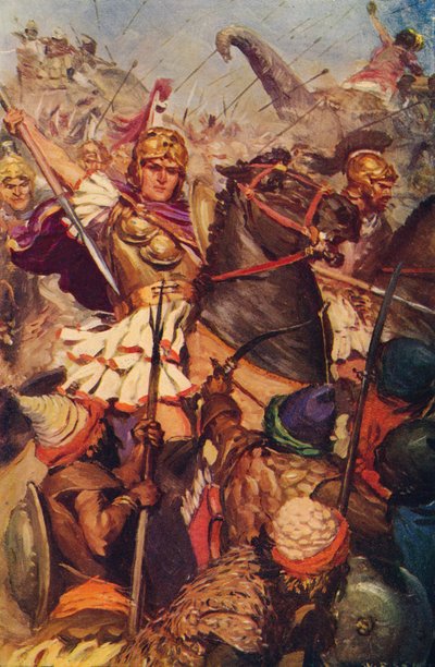 Alexander bij de Slag met Porus door Unbekannt