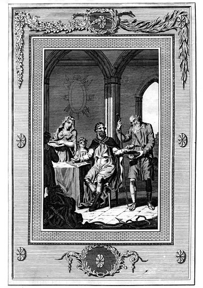 Alfred de Grote deelt zijn brood met een arme pelgrim, 9e eeuw, 1772 door Unbekannt