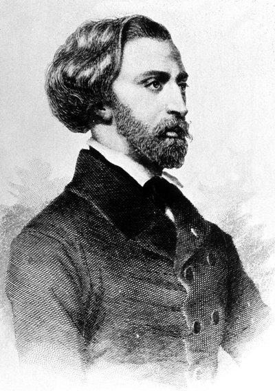 Alfred de Musset (1810-1857) Franse dichter en schrijver, gravure, c. 1854 door Unbekannt