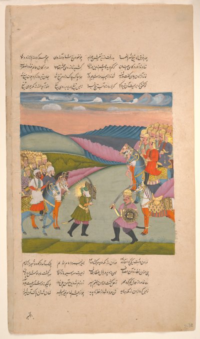 Ali en Omar op het slagveld, Folio uit een Hamla-yi Haidari, ca. 1820 door Unbekannt