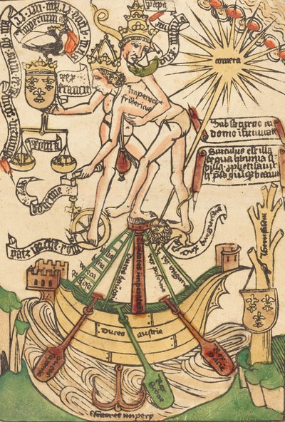 Allegorie van de ontmoeting van paus Paulus II en keizer Frederik III, ca. 1470 door Unbekannt
