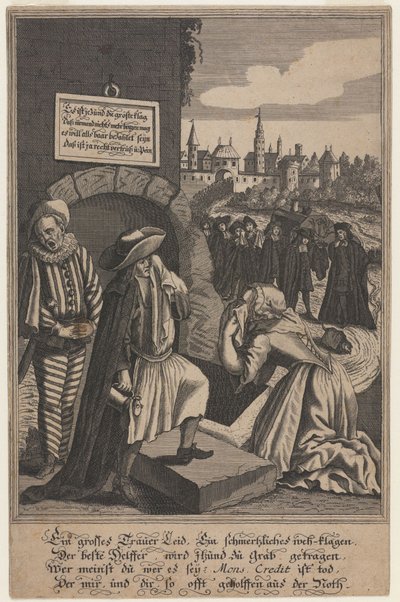Allegorie op de dood van krediet, begin 18e eeuw door Unbekannt