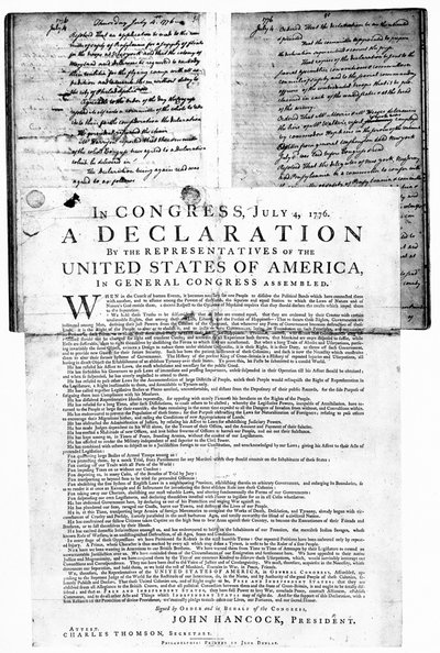 Amerikaanse Onafhankelijkheidsverklaring, 4 juli 1776 door Unbekannt