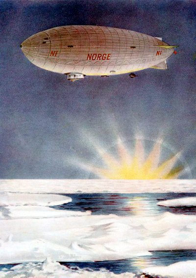 Amundsens luchtschip, de Norge, boven de Noordpool, 1926 door Unbekannt