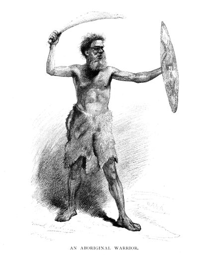 Een Aboriginal krijger, 1886 door Unbekannt