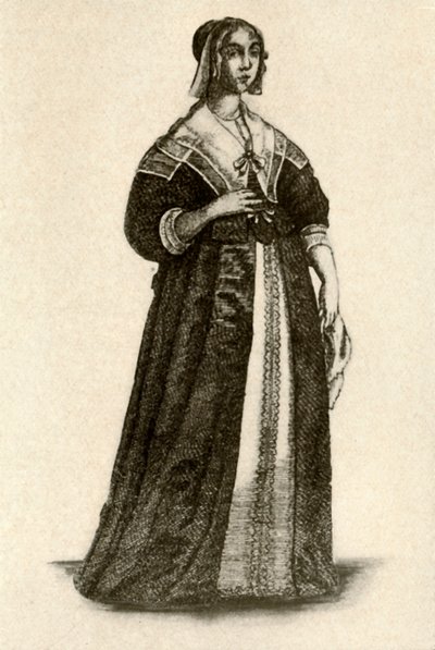Een Engelse dame in huisjurk, 1640 door Unbekannt
