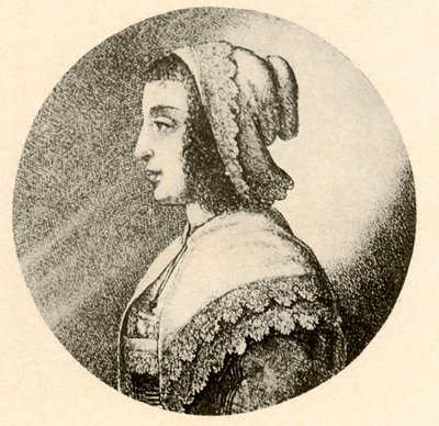 Een Engelse vrouw in een kap en sjaal afgezet met Vandyke-kant, 1640, 1937 door Unbekannt