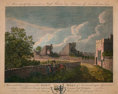 Een Binnenaanzicht van de Stadsmuur van Newcastle upon Tyne, ca. 1760-90 door Unbekannt