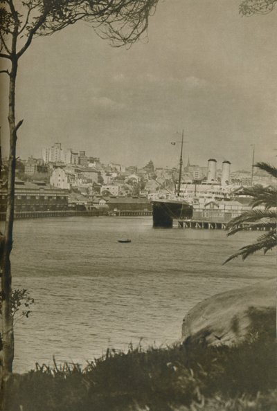 Een Oriënt-liner aangemeerd in Woolloomooloo Bay, 1937 door Unbekannt