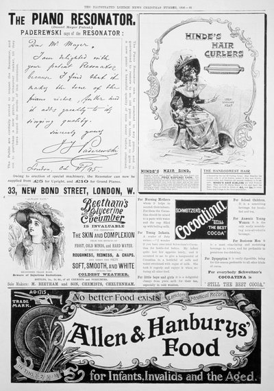 Een advertentiepagina in de Illustrated London News, kerstnummer, 1896 door Unbekannt