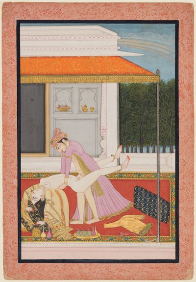 Een Amoureus Koppel, Waarschijnlijk Raja Mahendra Pal van Basohli met een Favoriet door Unbekannt