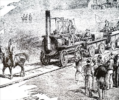 Een locomotief gebouwd door George Stephenson door Unbekannt