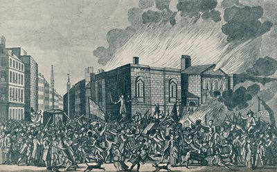 Een Exacte Weergave van de Brand, Plundering en Vernietiging van Newgate door de Relschoppers door Unbekannt