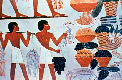 Oude Egyptische muurschilderingen in een tombe in Thebe, Egypte door Unbekannt