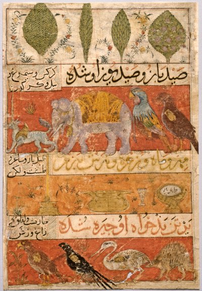 Dieren, vogels en planten verso, illustratie en tekst Perzische verzen..., 1341 door Unbekannt
