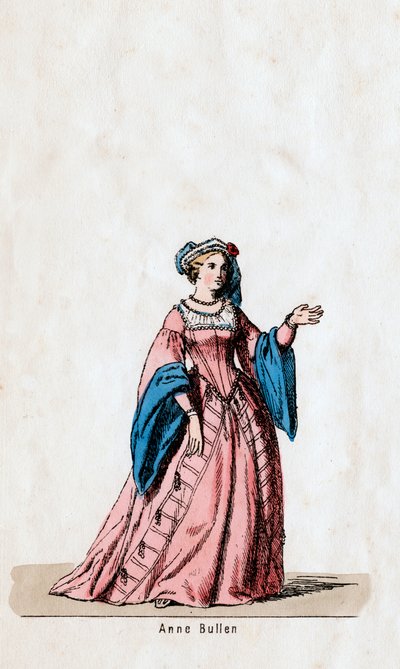 Anne Boleyn, kostuumontwerp voor Shakespeares toneelstuk, Henry VIII, 19e eeuw door Unbekannt