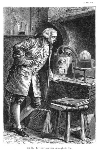 Antoine Laurent Lavoisier, Franse chemicus, onderzoekt het bestaan van zuurstof in de lucht, 1873 door Unbekannt