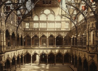 Antwerpen (Anvers). Binnenaanzicht van de beurs. Rond 1900. Fotografie door Photoglob / Zürich door Unbekannt