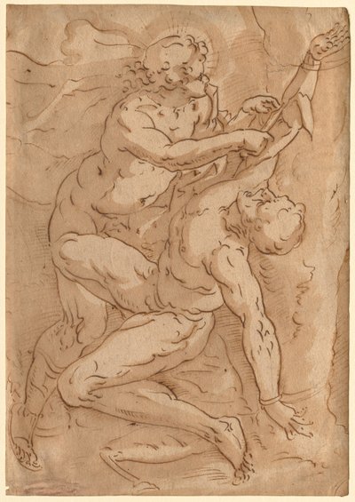 Apollo Villende Marsyas (recto) Twee Schetsen van een Moeder en Kind (verso), 16e eeuw door Unbekannt