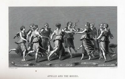 Apollo en de Muzen naar Giulio Romano door Unbekannt