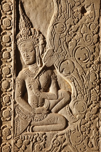 Apsara Danseres Gravure in Angkor Wat, Siem Reap, Cambodja door Unbekannt