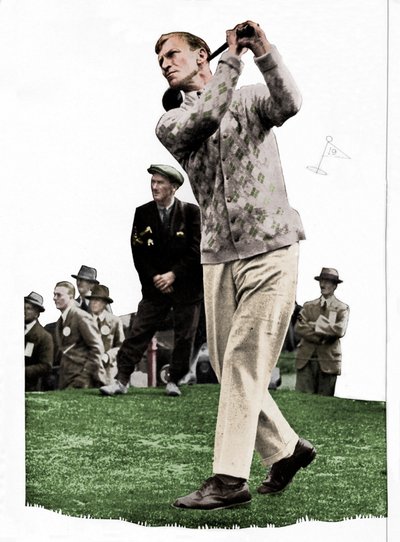 Archie Compston nadert: Ik heb geen gebruik voor een club zonder stands, c1935 1935 door Unbekannt
