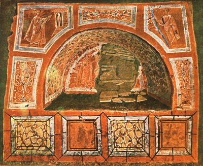 Arcosolium in de catacombe van Domitilla aan de Via Ardeatina, Rome, Italië, 1928 door Unbekannt