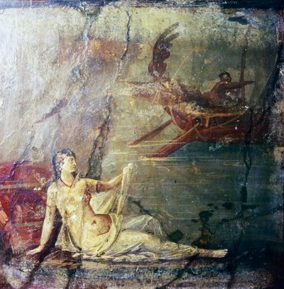 Ariadne verlaten door Theseus, Romeinse muurschildering uit Herculaneum, 1e eeuw door Unbekannt