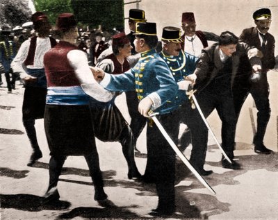 Arrestatie van Gavrilo Princip, moordenaar van Aartshertog Franz Ferdinand door Unbekannt