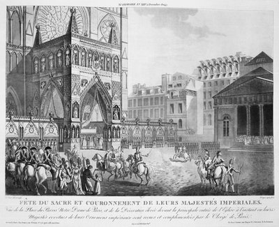 Aankomst bij Notre Dame, 2 december 1804, 19e eeuw door Unbekannt
