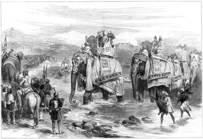 Aankomst van de Prins van Wales in Jummoo, Kasjmir, 1876 door Unbekannt