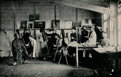 Kunstenaar krijgsgevangenen in hun studio in Giessen, ca. 1916 door Unbekannt