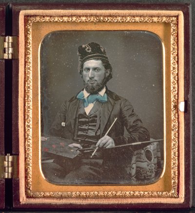 Kunstenaar met zijn palet en penselen, ca. 1850s door Unbekannt