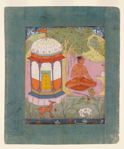 Asceet in een landschap, illustratie van de muzikale modus Bangali Ragini door Unbekannt