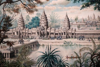Asian Civilisations Museum, Angkor, Verkenning van de heilige stad van Cambodja, Uitzicht op Angkor Wat, Afdruk gebaseerd op een tekening van Jacques Guiaud na een schets van Henri Mouhot, Uitzicht op Angkor Wat door Louis Delaporte rond 1870-73, Singapore door Unbekannt