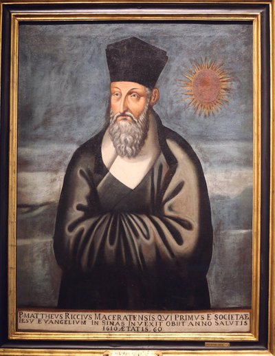 Aziatische Beschavingen Museum. Christendom in Azië: Heilige Kunst en Visuele Pracht. Portret van Matteo Ricci (een Italiaanse jezuïet die het grootste deel van zijn leven doorbracht met het brengen van het christendom naar China). Emmanuele Pereira (You W door Unbekannt