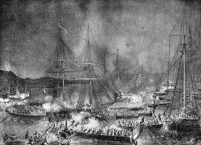 Aanval op de Franse invasievloot bij Boulogne, Frankrijk, 15-16 augustus 1801 door Unbekannt