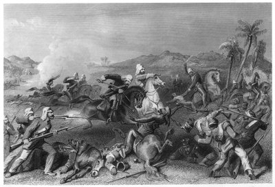 Aanval op de Sealkote muiters door Generaal Nicholsons onregelmatige cavalerie, 1857, c1860 door Unbekannt