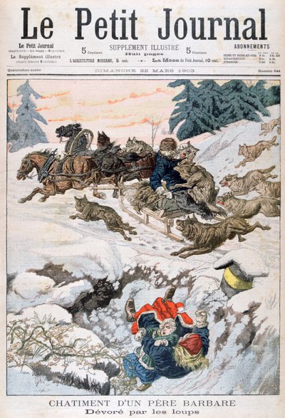 Aangevallen door wolven, Rusland, 1903 door Unbekannt