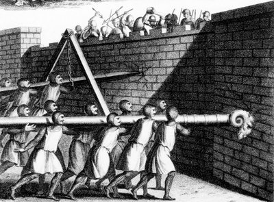 Aanval op muren met stormrammen, ca. 1800 door Unbekannt