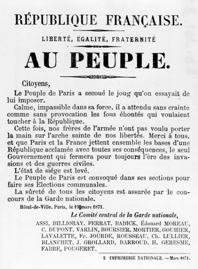 Aan het volk, uit Franse politieke posters van de Parijse Commune, mei 1871 door Unbekannt