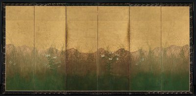 Herfstavond met volle maan op de Musashino-vlakte, vroege 1600s door Unbekannt