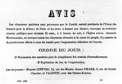 Avis, uit Franse politieke posters van de Parijse Commune door Unbekannt