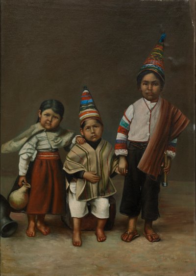 Aymara-kinderen, ca. 1890-1892 door Unbekannt